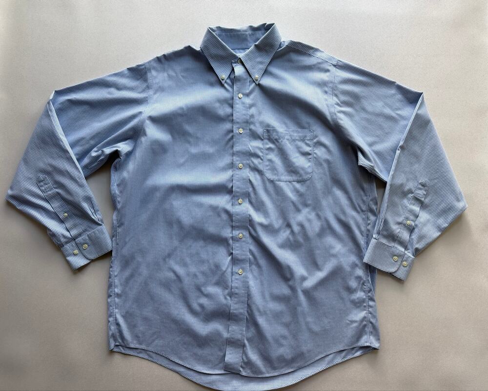 Brooks Brothers Men's Light Blue Button Down Micro-chek Shirt Size 16.5-34/35